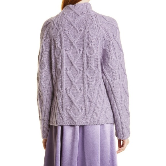 VINCE Aran-Knit Mock-Neck Alpaca Wool Sweater Size S NWOT - Picture 2 of 12